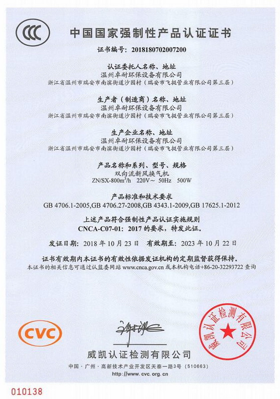 国家级认证证书